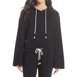 Make Model Sweater Top Kimono Hooded Black Sweatshirt Boho Soft Cozy Neutral